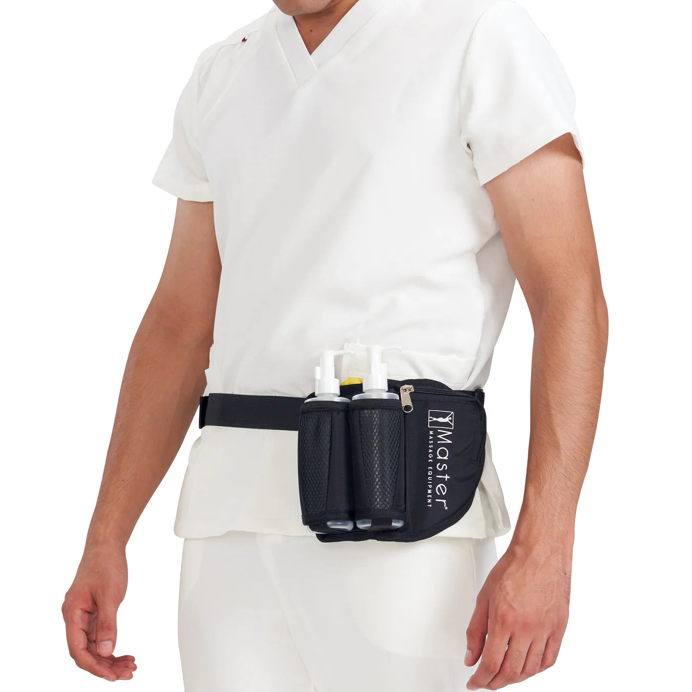 Spabodega Double Bottle Massage Oil Holster Bag-Adjustable Bottle Cream Bag & Lotion Bag Dual Kit–Massage Bottle Lotion Holster Incl. Two 8 Oz Refillable Pump Dispenser