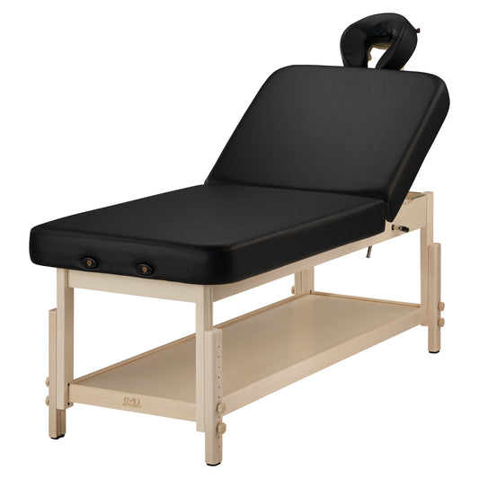 Spabodega 30" Harvey Tilt Stationary Massage Table two section Tilting Backrest Spa Salon Bed - Black