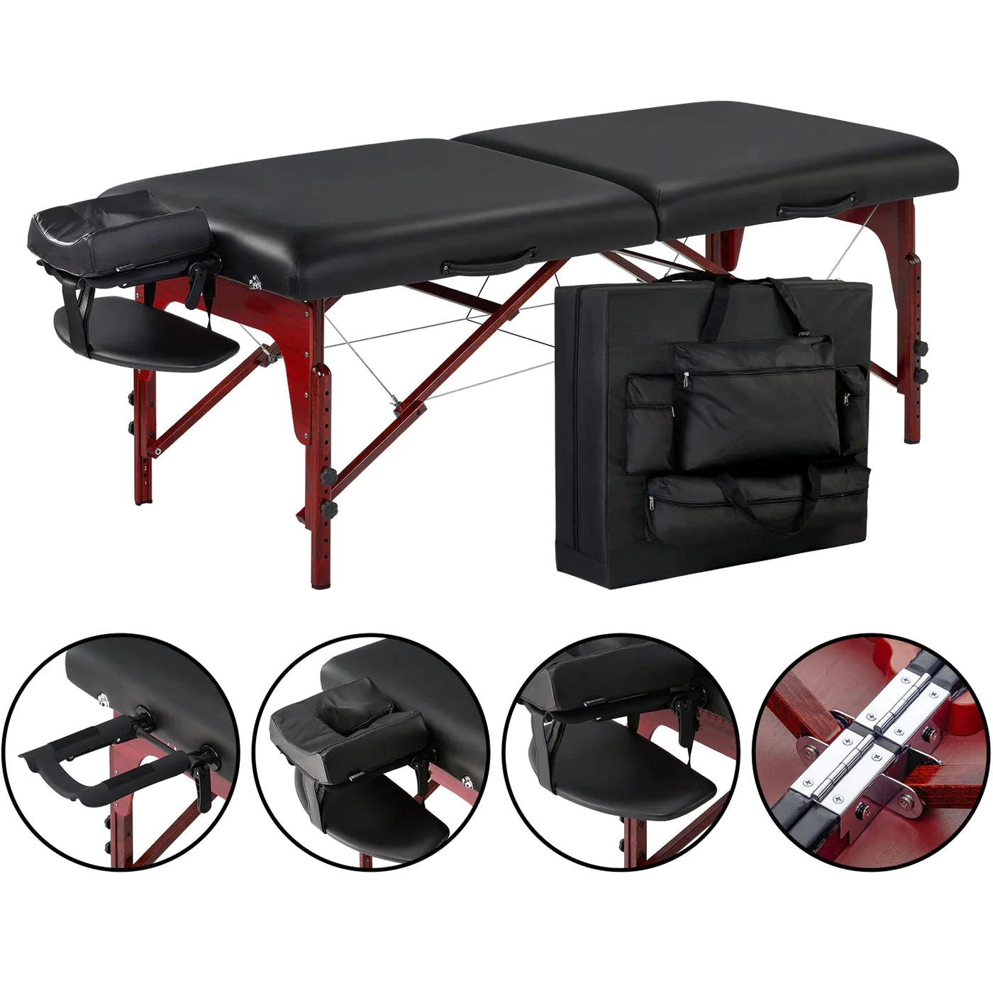 Spabodega 31" Montclair™ Portable Massage Table Package (Black) with Ambient Light System