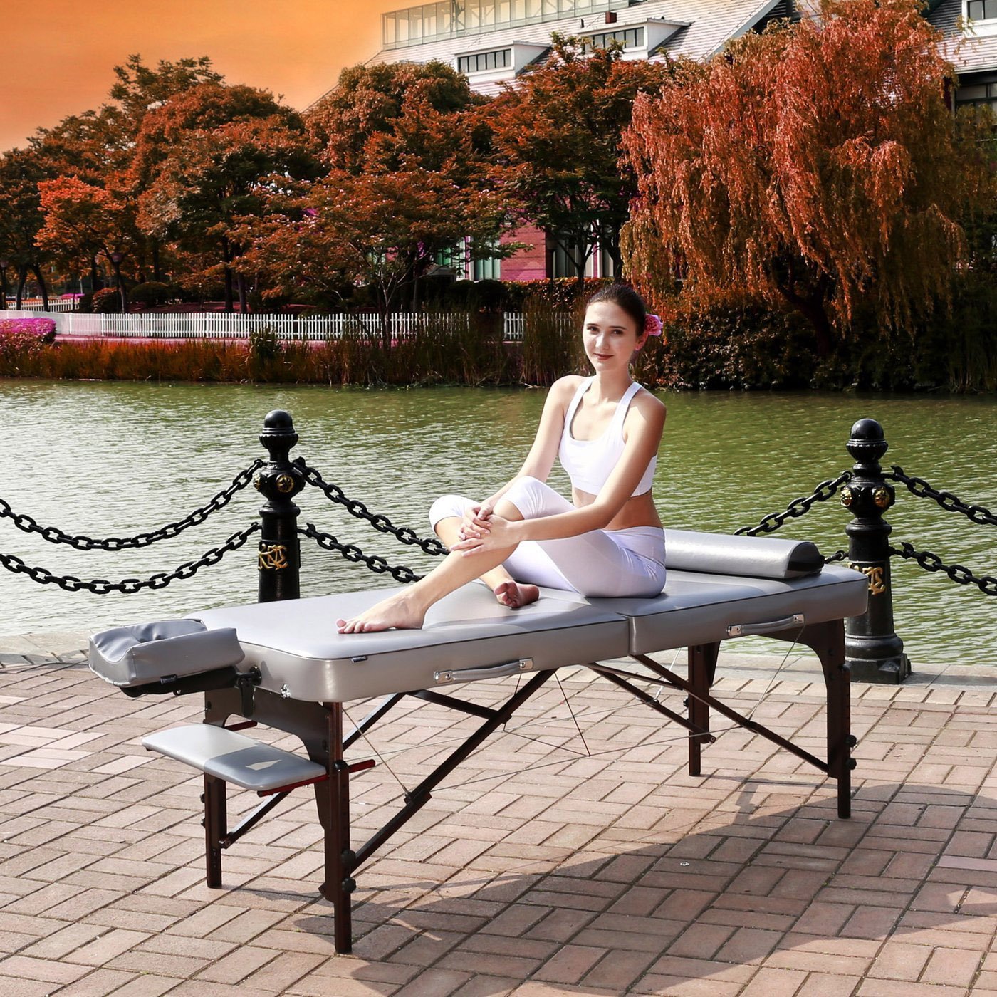 30" Montour Memory Foam Portable Massage Table Package Dove Grey