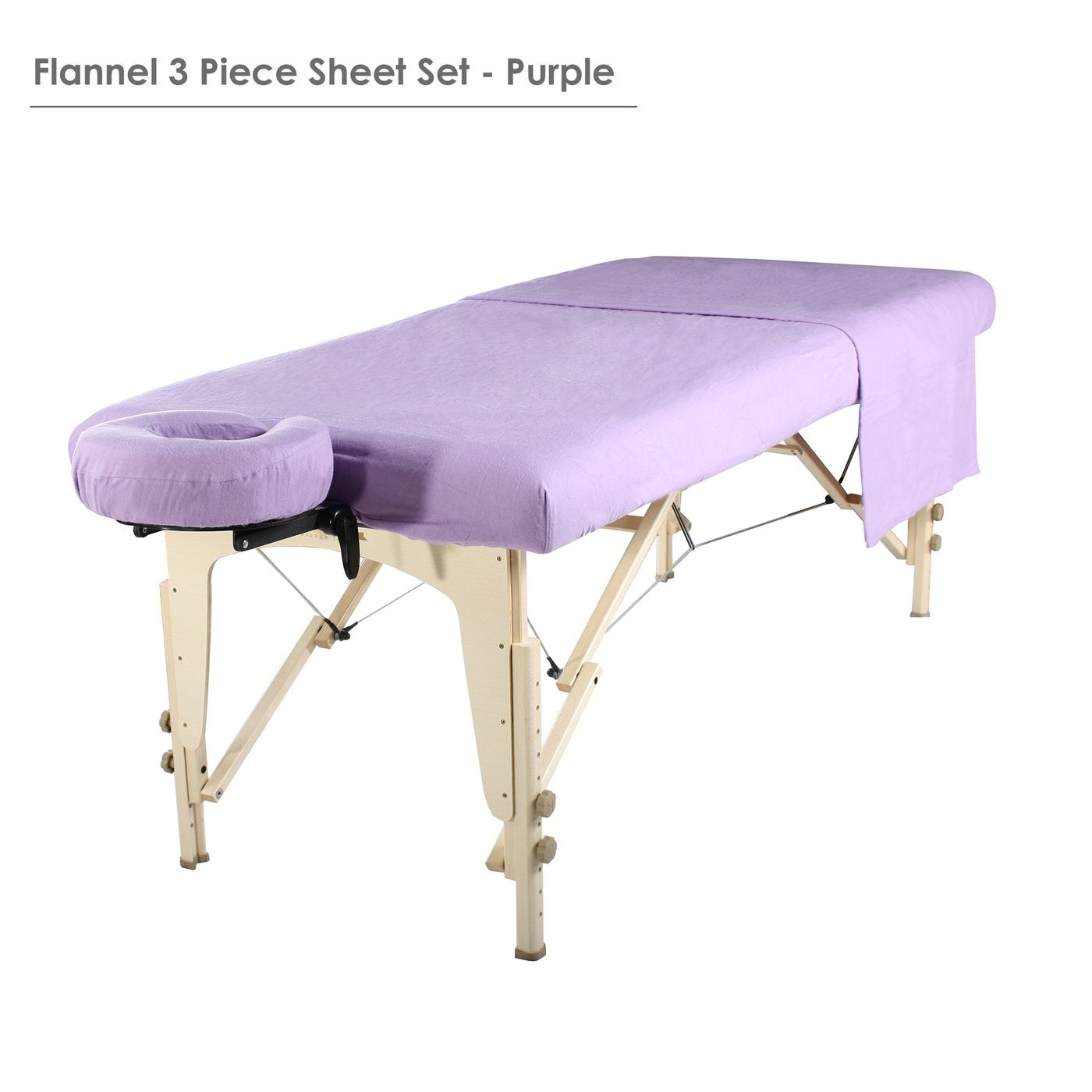 Spabodega Deluxe Massage Table Flannel 3 Piece Sheet Set - 100% Cotton-Pure White