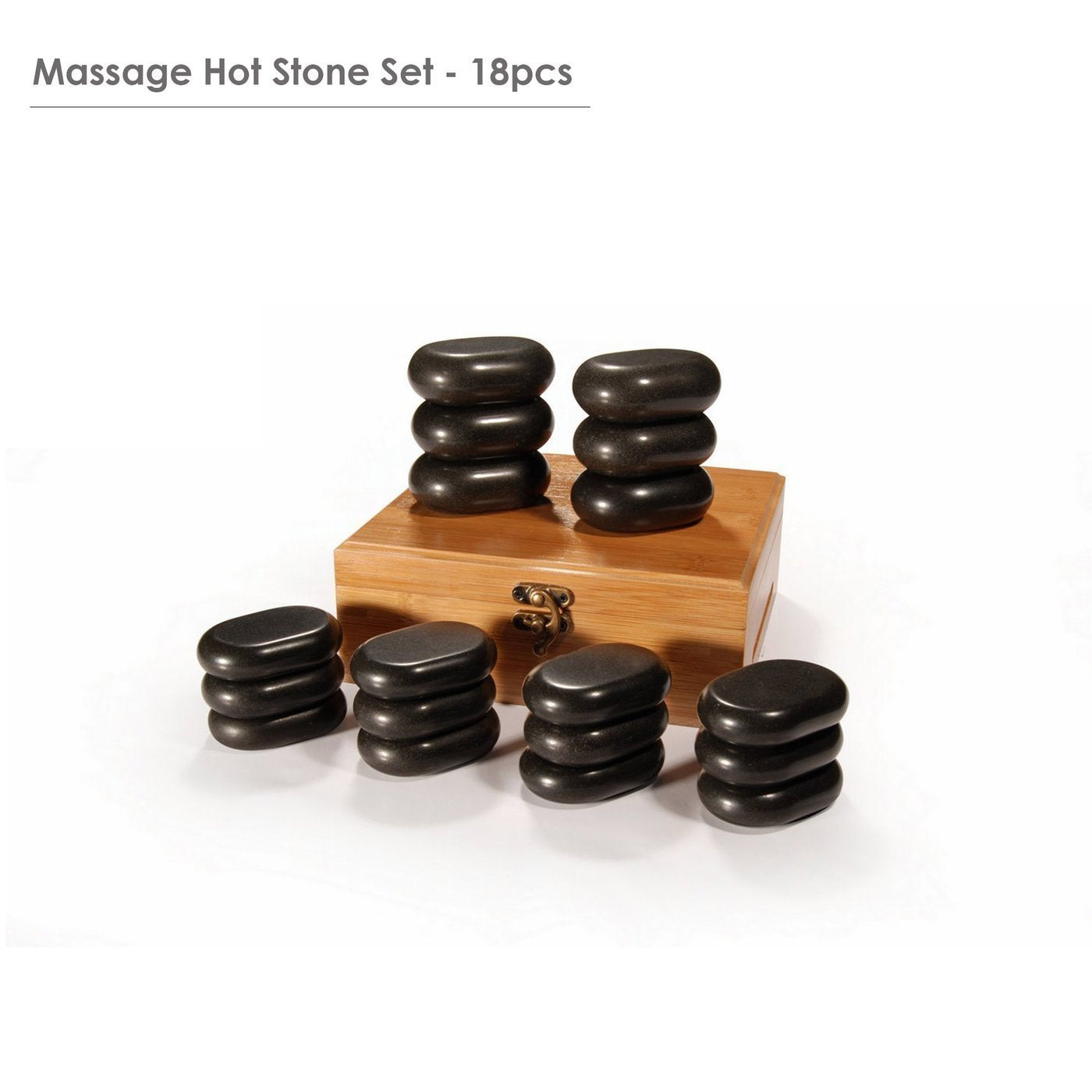 Deluxe Basalt Massage Hot Stone Set with Bamboo Box