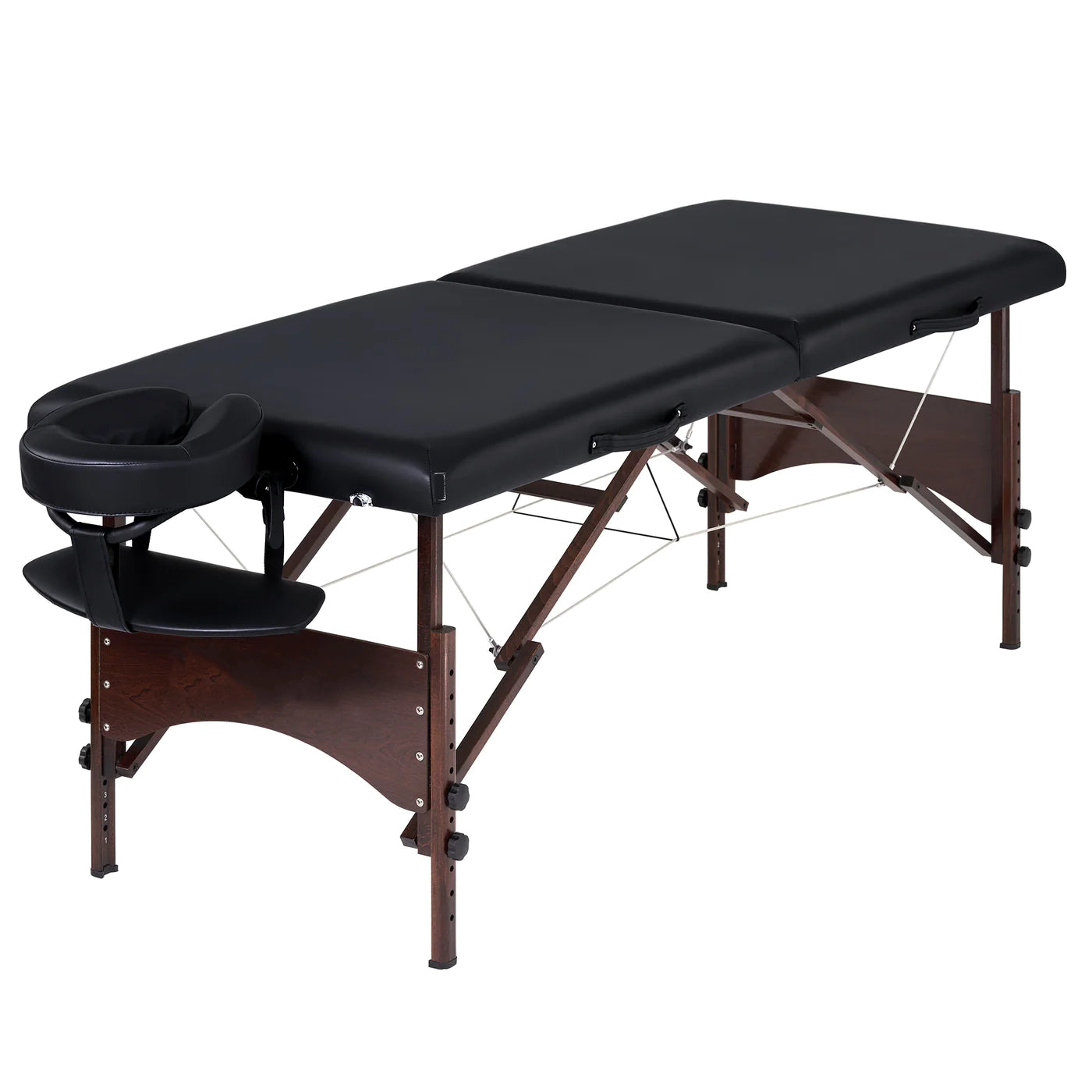 Spabodega 28" Argo Portable Massage Table Package in Black Upholstery, Walnut Legs