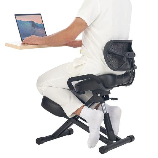 Spabodega Ergonomic Kneeling Chair with Back Support for Office -Posture Chair with Angled Seat and Backrest for Home and Office-Posture Correction Stool-Improve Your Posture