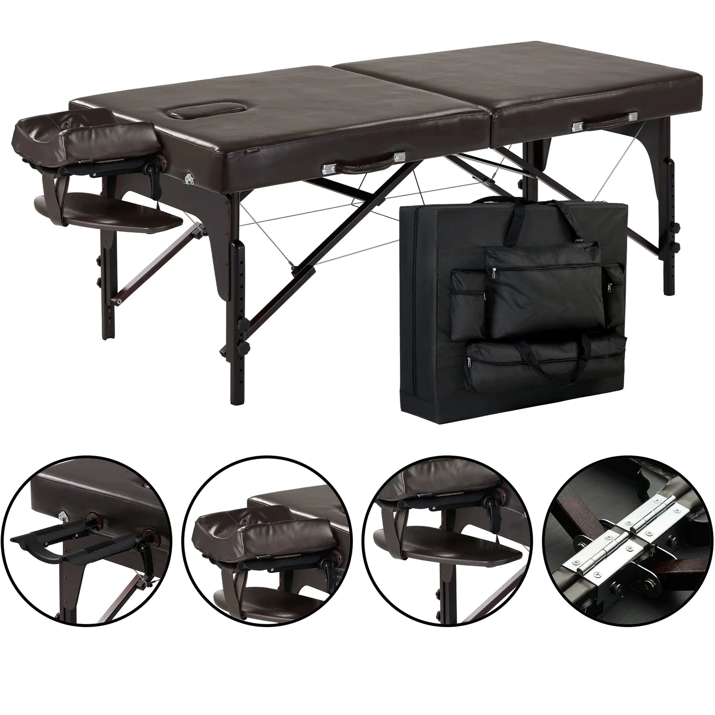 Spabodega 31” SUPREME™ LX Portable Massage Table Package with MEMORY FOAM Layer, Reiki Panels, & Face Port! (Chocolate Italia Color)