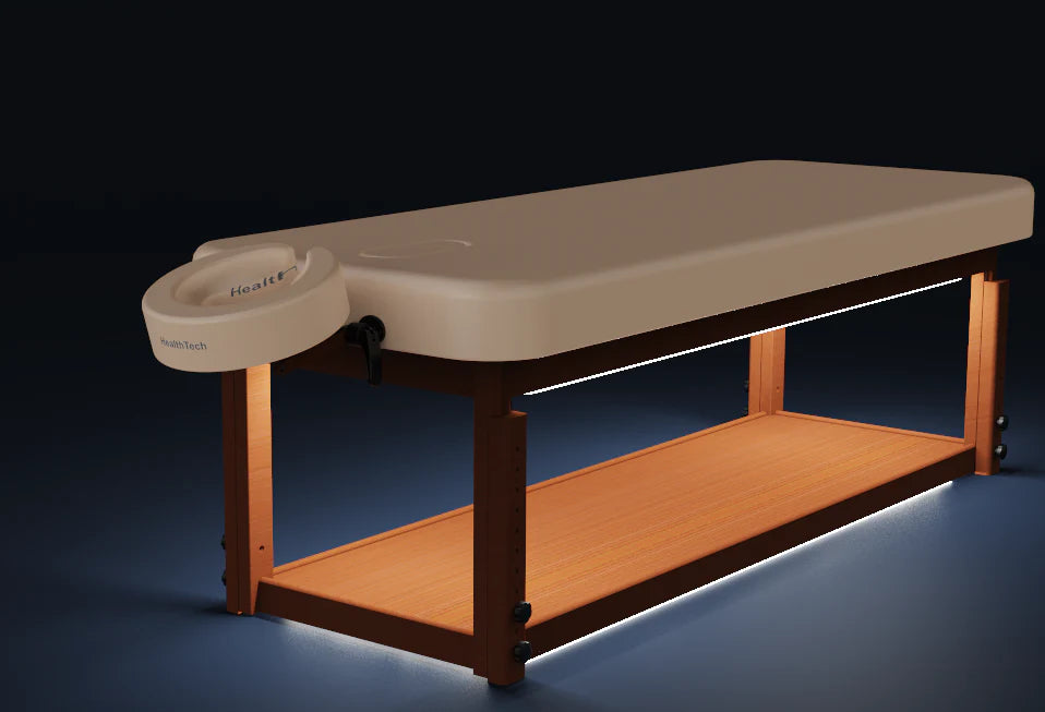 Spabodega 30" Harvey Comfort™ Stationary Salon Massage Tables (Black) with Ambient Light System
