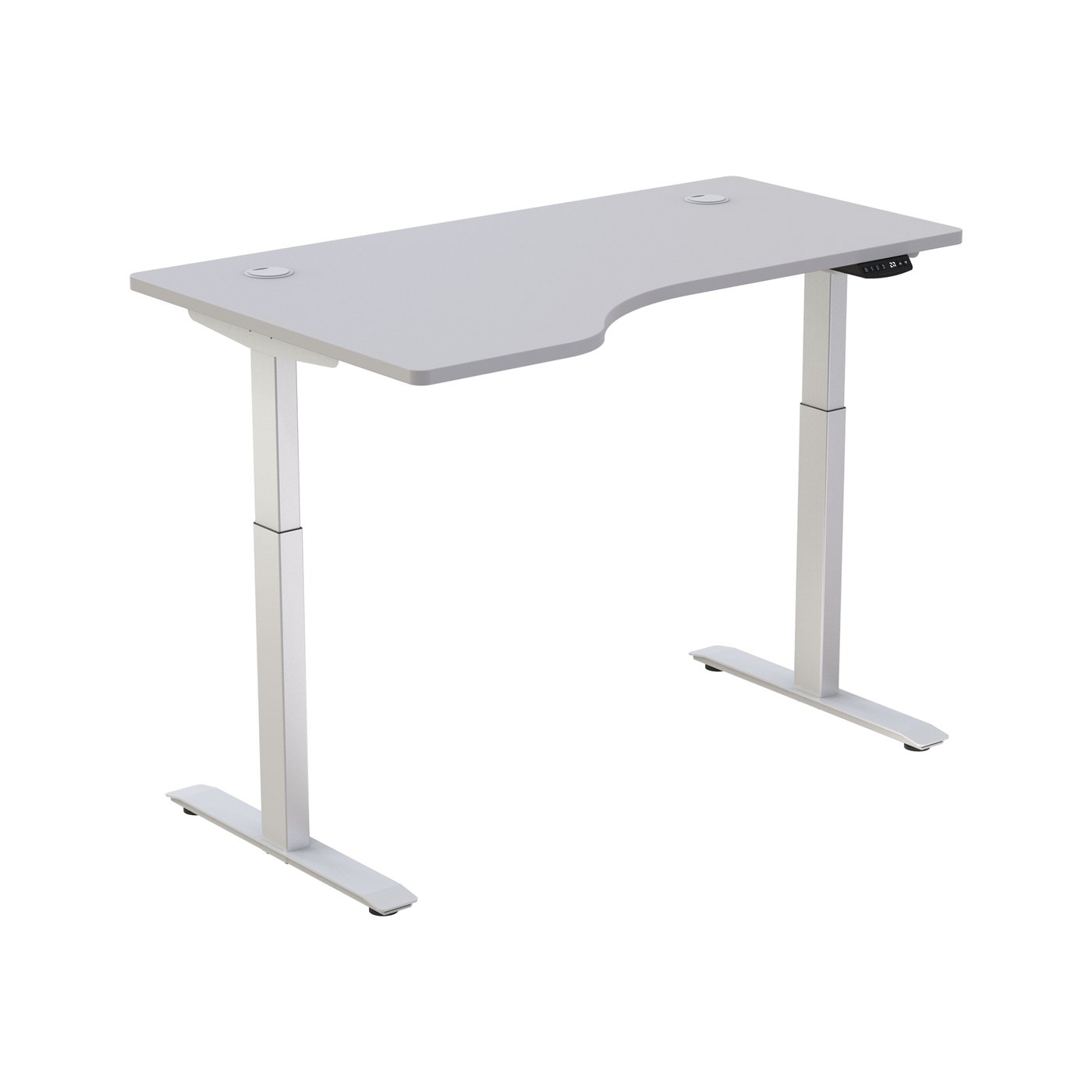 Hi5 Ez Electric Height Adjustable Standing Desk with ergonomic contoured Tabletop (71"x 31.5" / 180 x 80cm) and dual motor lift system for Home Office Workstation