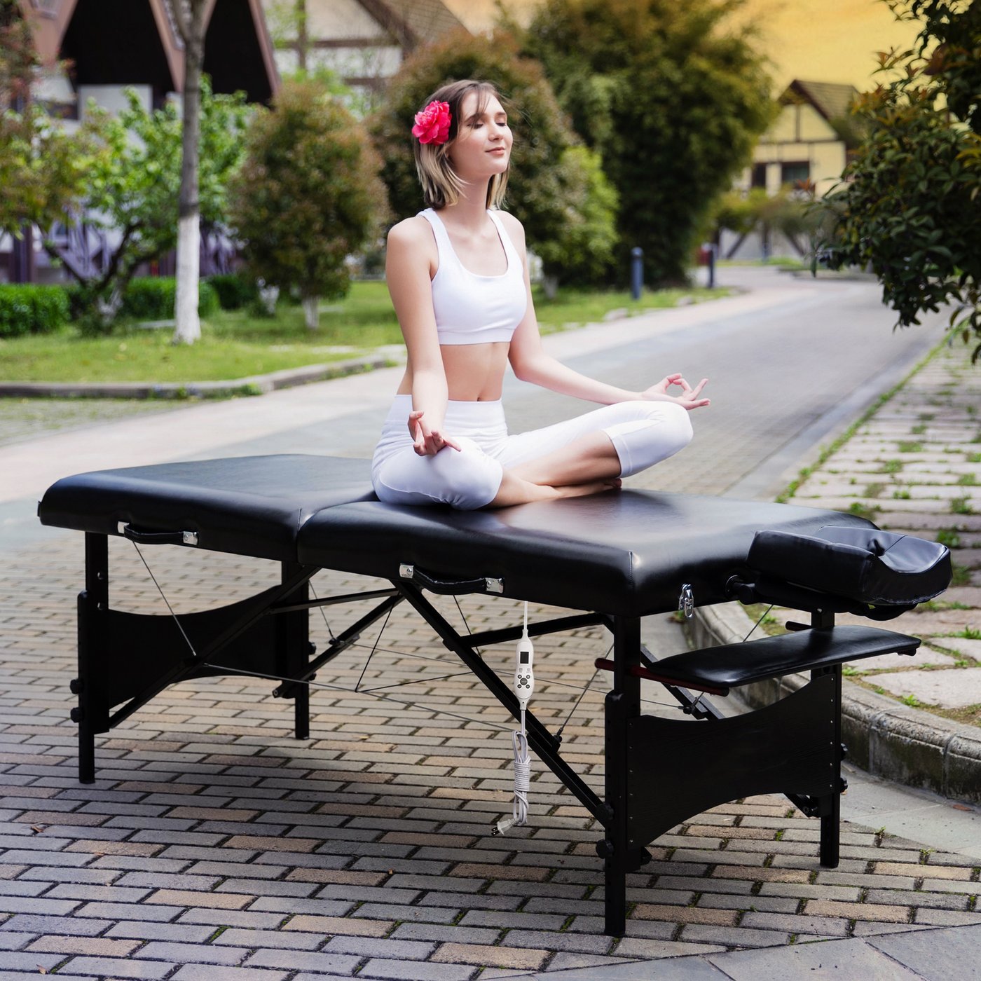 30" GALAXY™ Portable Massage Table Package with THERMA-TOP® - Built-In Adjustable Heating System, Sophisticated Black on Black Color Theme!