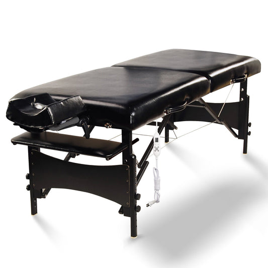 30" GALAXY™ Portable Massage Table Package with THERMA-TOP® - Built-In Adjustable Heating System, Sophisticated Black on Black Color Theme!